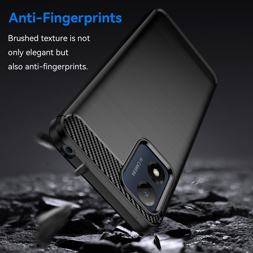 Coque pour Motorola Moto E13, Techsuit, Carbone, Noire