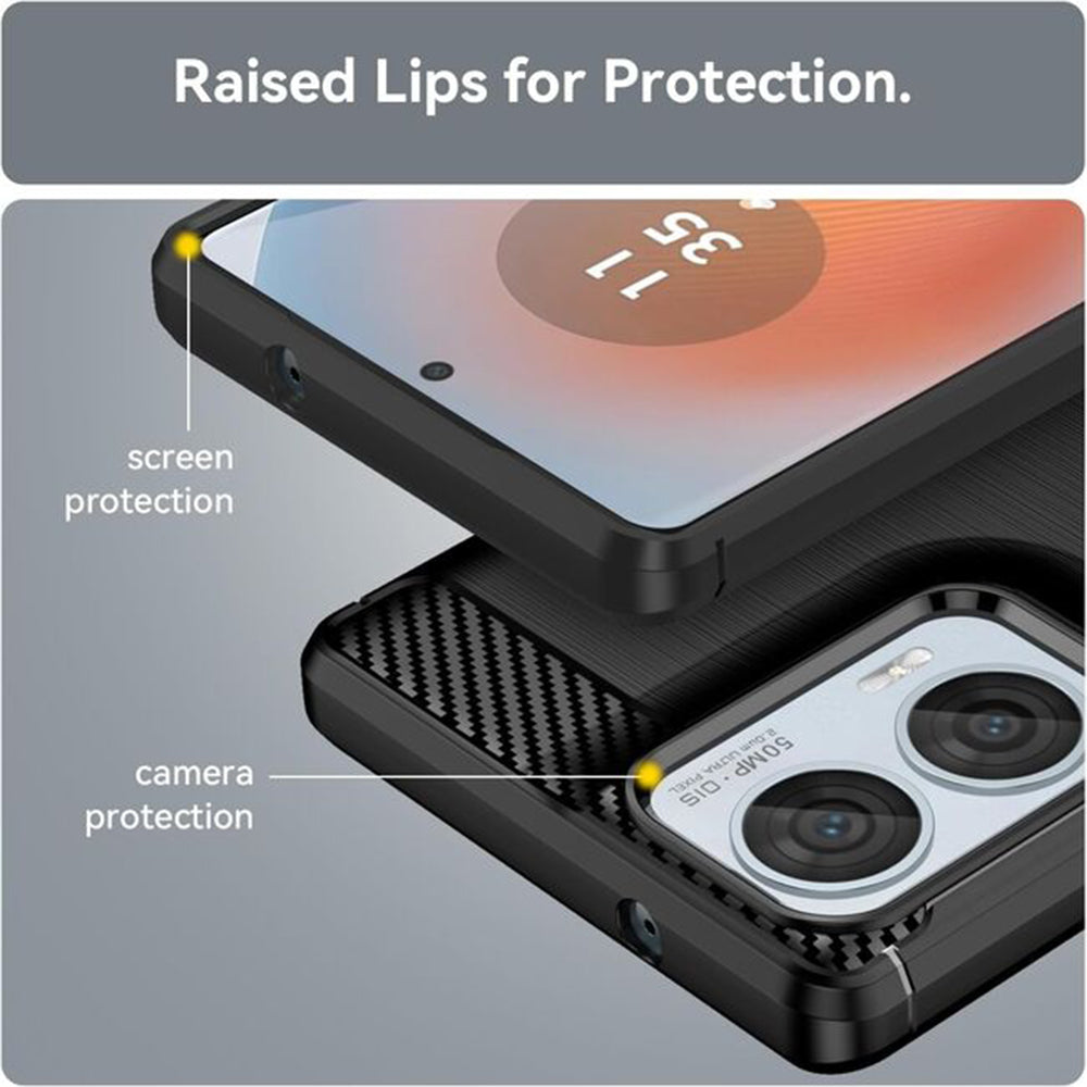Hülle für Motorola Moto E15 / G05, Techsuit, Carbon, Schwarz