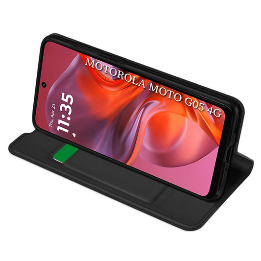 Coque pour Motorola Moto E15 / G05, Techsuit, Magskin Book, Noire