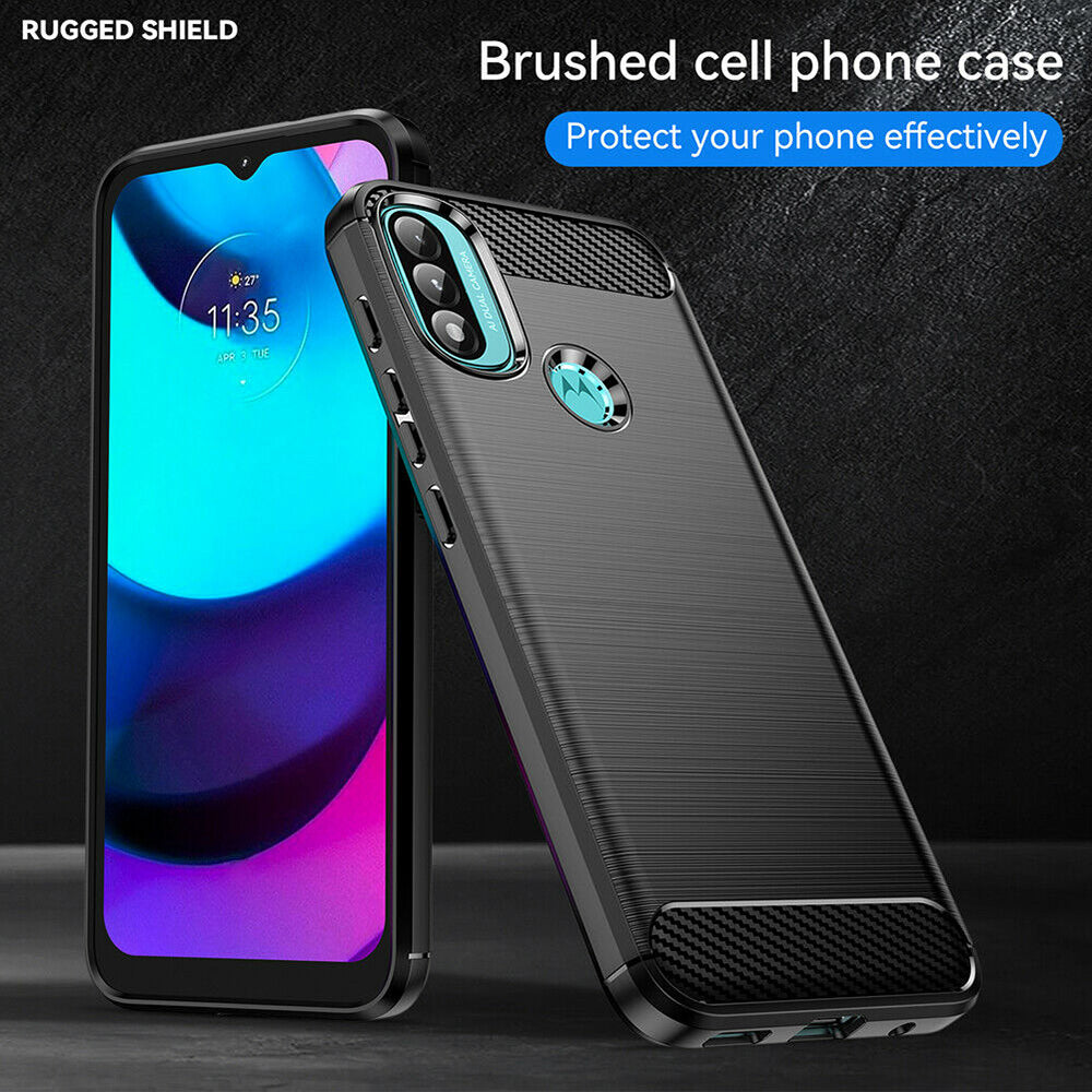 Coque pour Motorola Moto E40 / E30 / E20, Techsuit, Carbone, Noire