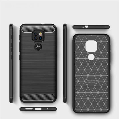 Hülle für Motorola Moto E7 Plus / G9 Play, Techsuit, Carbon, Schwarz