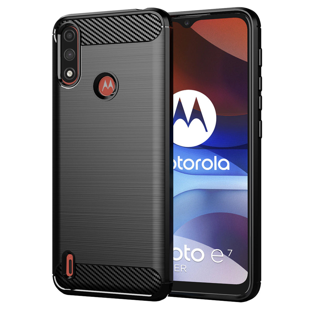 Coque pour Motorola Moto E7i Power / E7 Power, Techsuit, Carbone, Noire