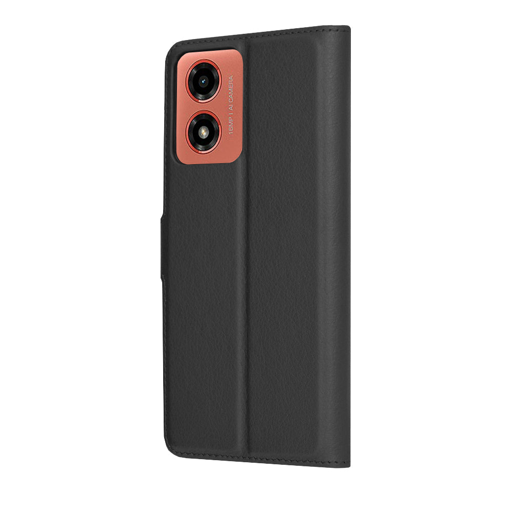 Hülle für Motorola Moto G04s / E14 / G04 / G24, Techsuit, Leder-Folio, Schwarz