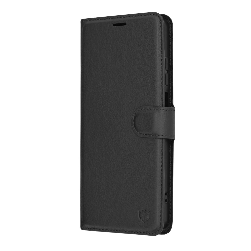 Hülle für Motorola Moto G04s / E14 / G04 / G24, Techsuit, Leder-Folio, Schwarz