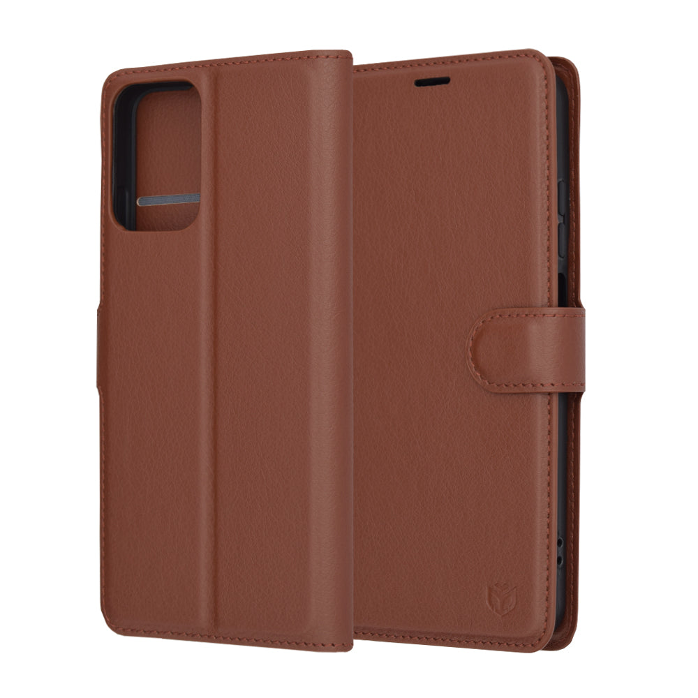 Hülle für Motorola Moto G45 / G34, Techsuit, Leder Folio, Braun