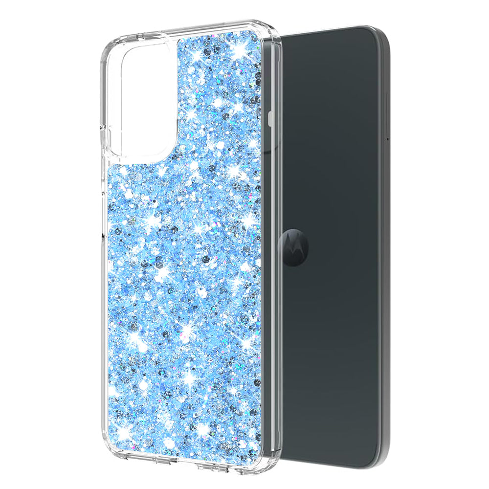 Case for Motorola Moto G45 / G34, Techsuit, Sparkly Glitter, Blue