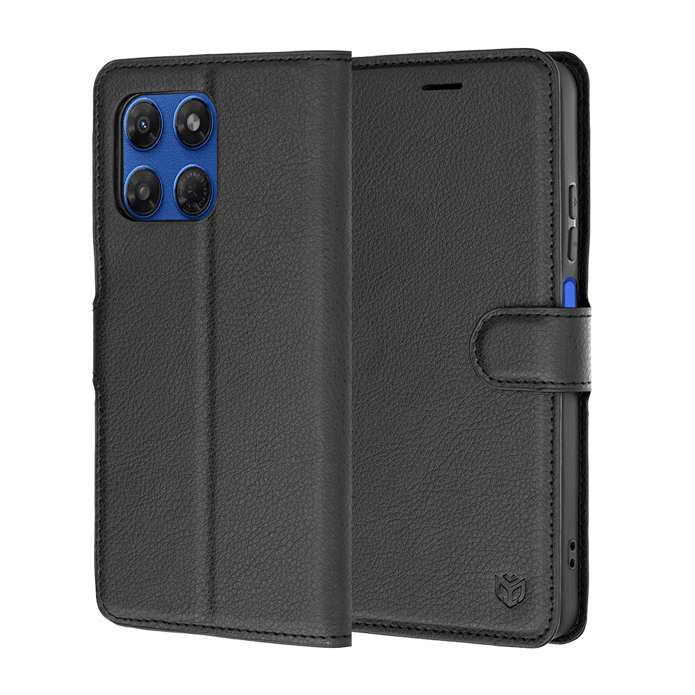 Hülle für Motorola Moto G47 / G37 Power / G37, Techsuit, Leder-Folio, Schwarz