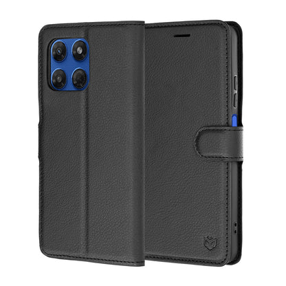 Hülle für Motorola Moto G47 / G37 Power / G37, Techsuit, Leder-Folio, Schwarz