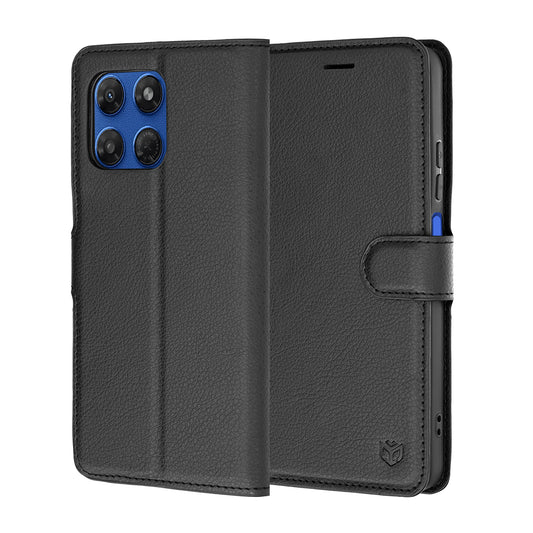 Hülle für Motorola Moto G47 / G37 Power / G37, Techsuit, Leder-Folio, Schwarz