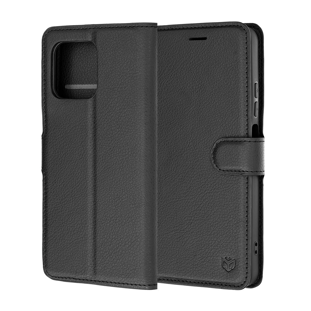 Hülle für Motorola Moto G47 / G37 Power / G37, Techsuit, Leder-Folio, Schwarz