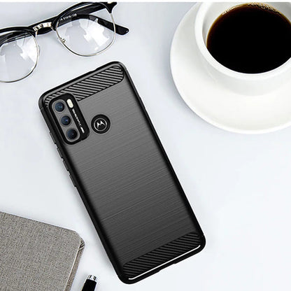 Coque pour Motorola Moto G60, Techsuit, Carbone, Noire