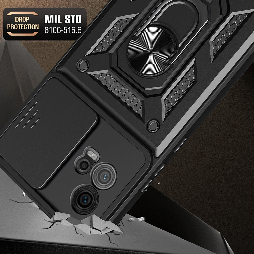 Coque pour Motorola Moto G72, Techsuit, CamShield, Noire