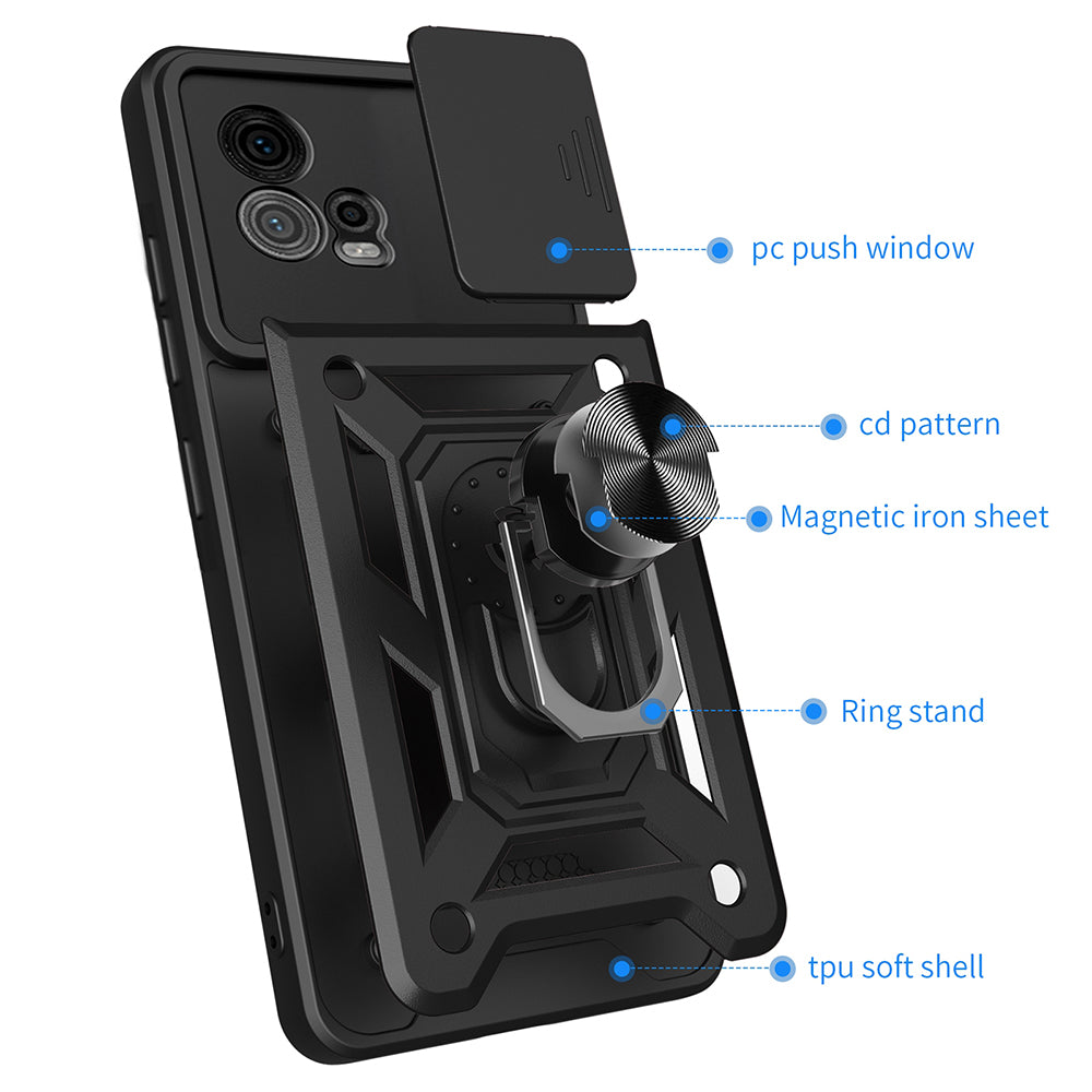 Coque pour Motorola Moto G72, Techsuit, CamShield, Noire