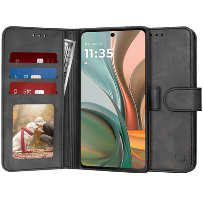 Hülle für Motorola Moto G75, Techsuit, Diary Book, Schwarz
