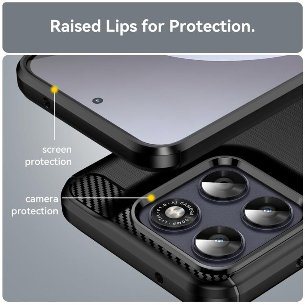 Hülle für Motorola Moto G77 / G67, Techsuit, Carbon, Schwarz