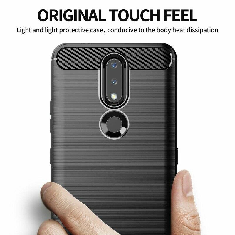 Coque pour Nokia 2.4, Techsuit, Carbone, Noire