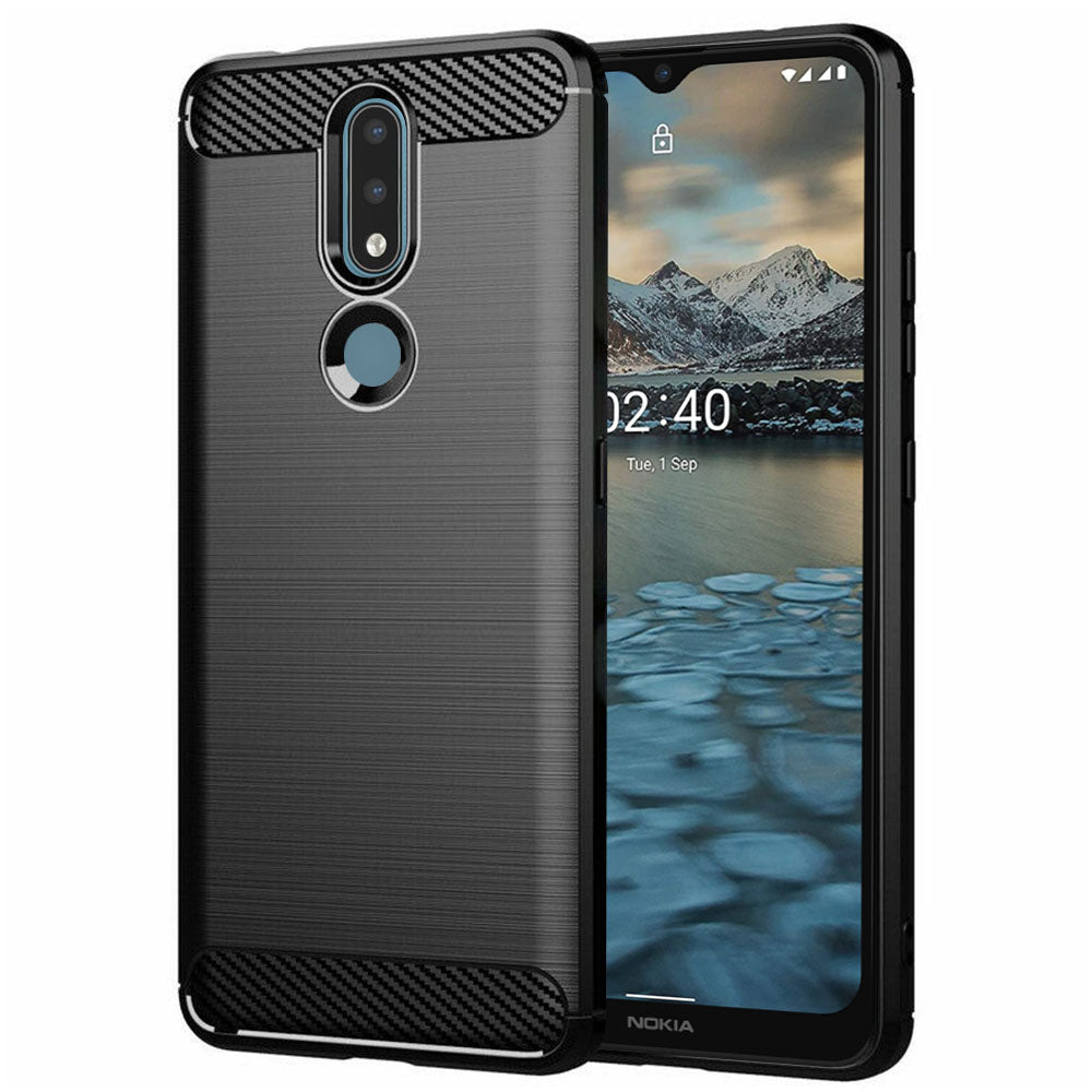 Coque pour Nokia 2.4, Techsuit, Carbone, Noire