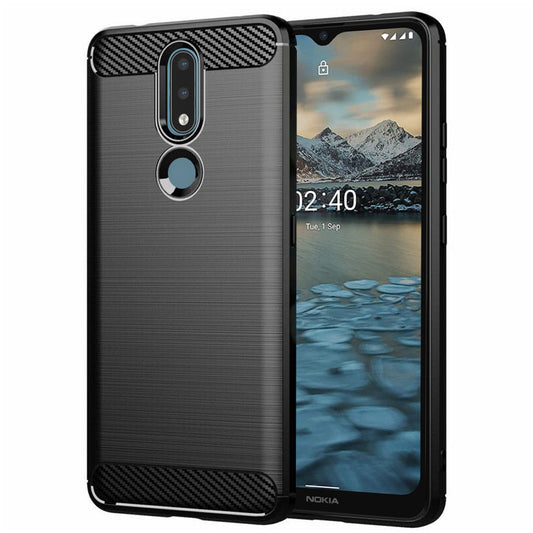 Coque pour Nokia 2.4, Techsuit, Carbone, Noire