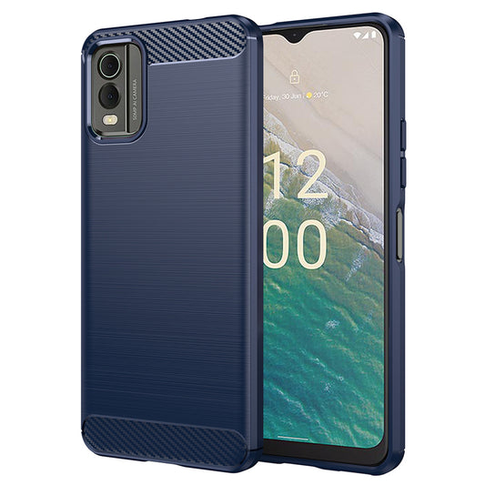 Coque pour Nokia C32, Techsuit, Carbone, Bleue