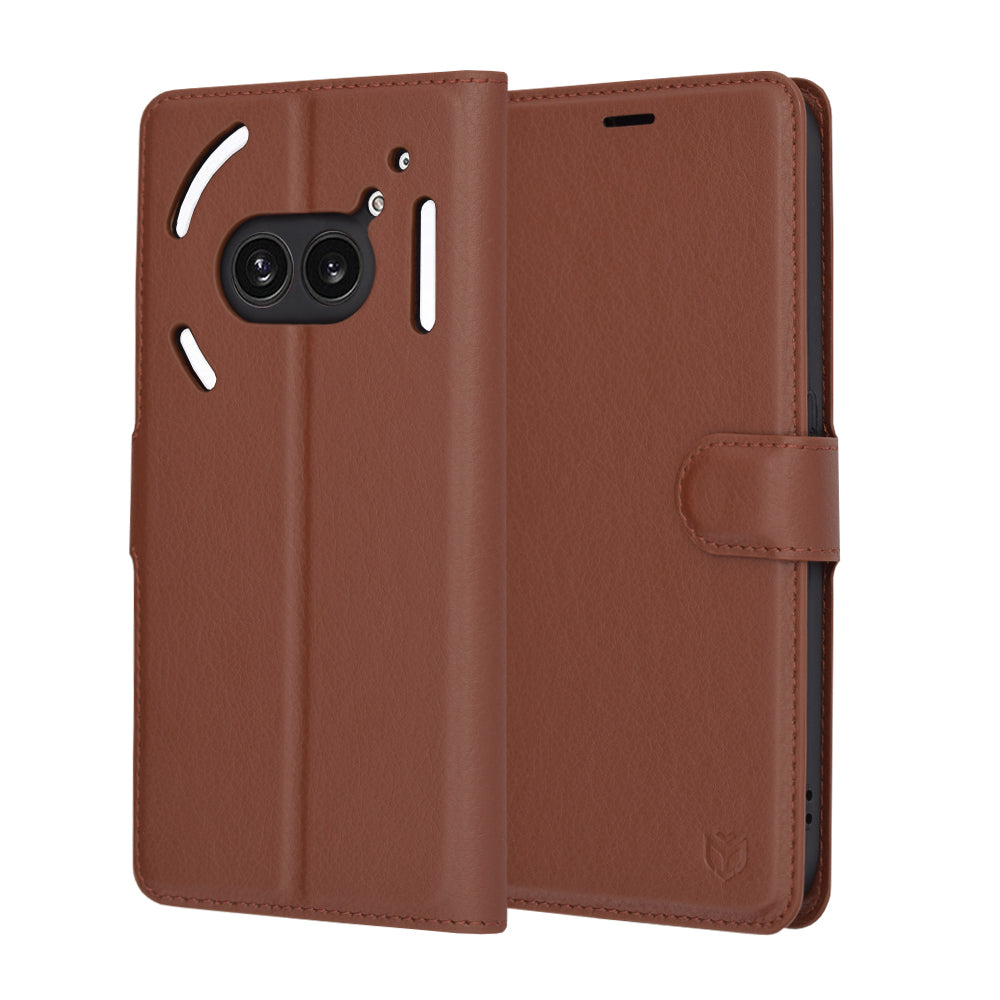 Coque pour Nothing Phone (2a) Plus / Phone (2a), Techsuit, Folio en cuir, Marron