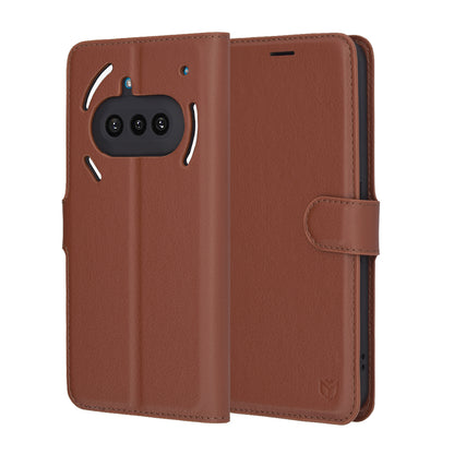 Case for Nothing Phone (3a), Techsuit, Leather Folio, Brown