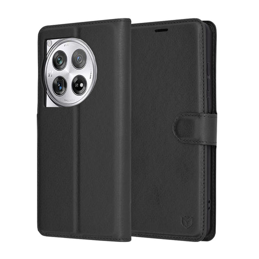 Hülle für OnePlus 12, Techsuit, Leather Folio, Schwarz