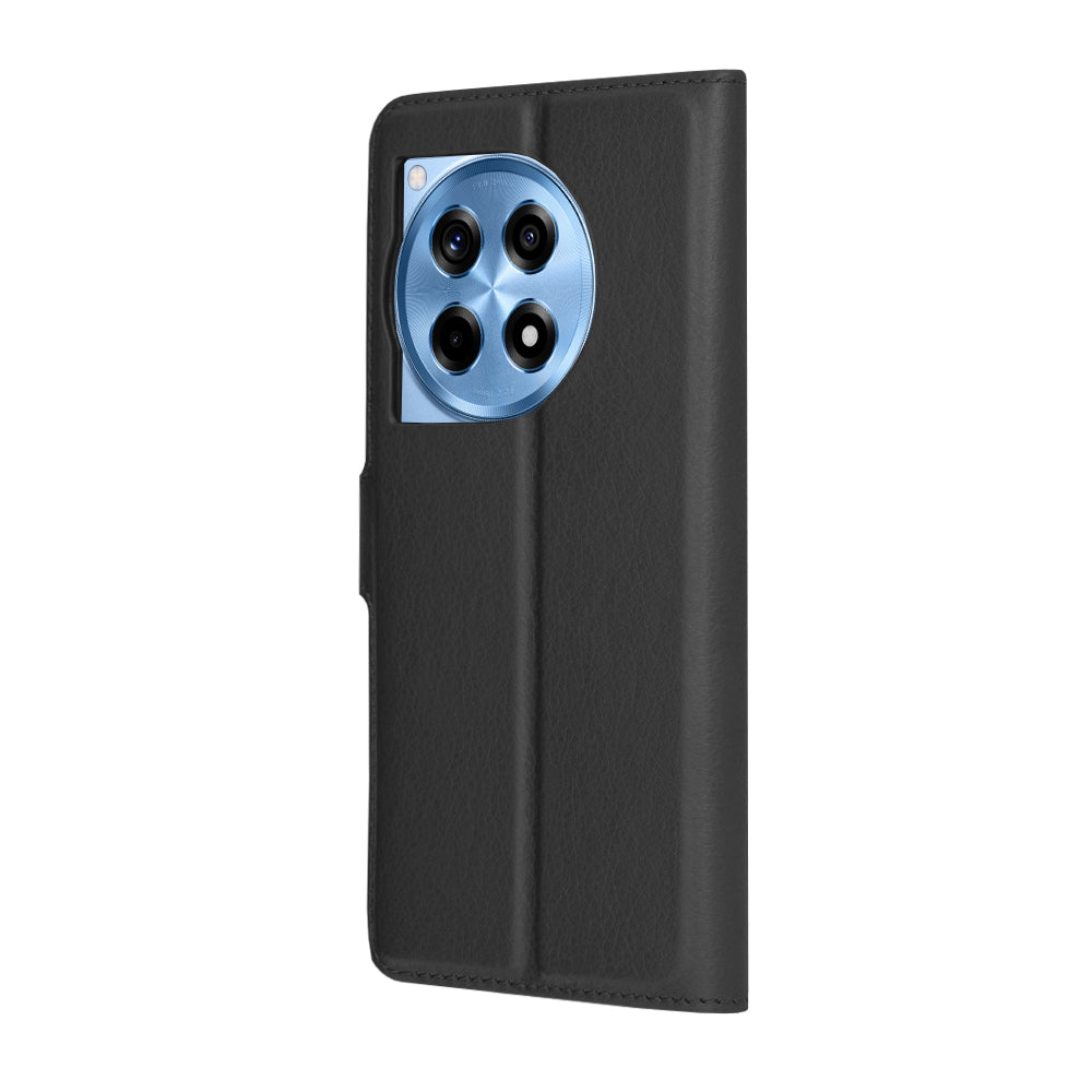 Case for OnePlus 12R, Techsuit, Leather Folio, Black