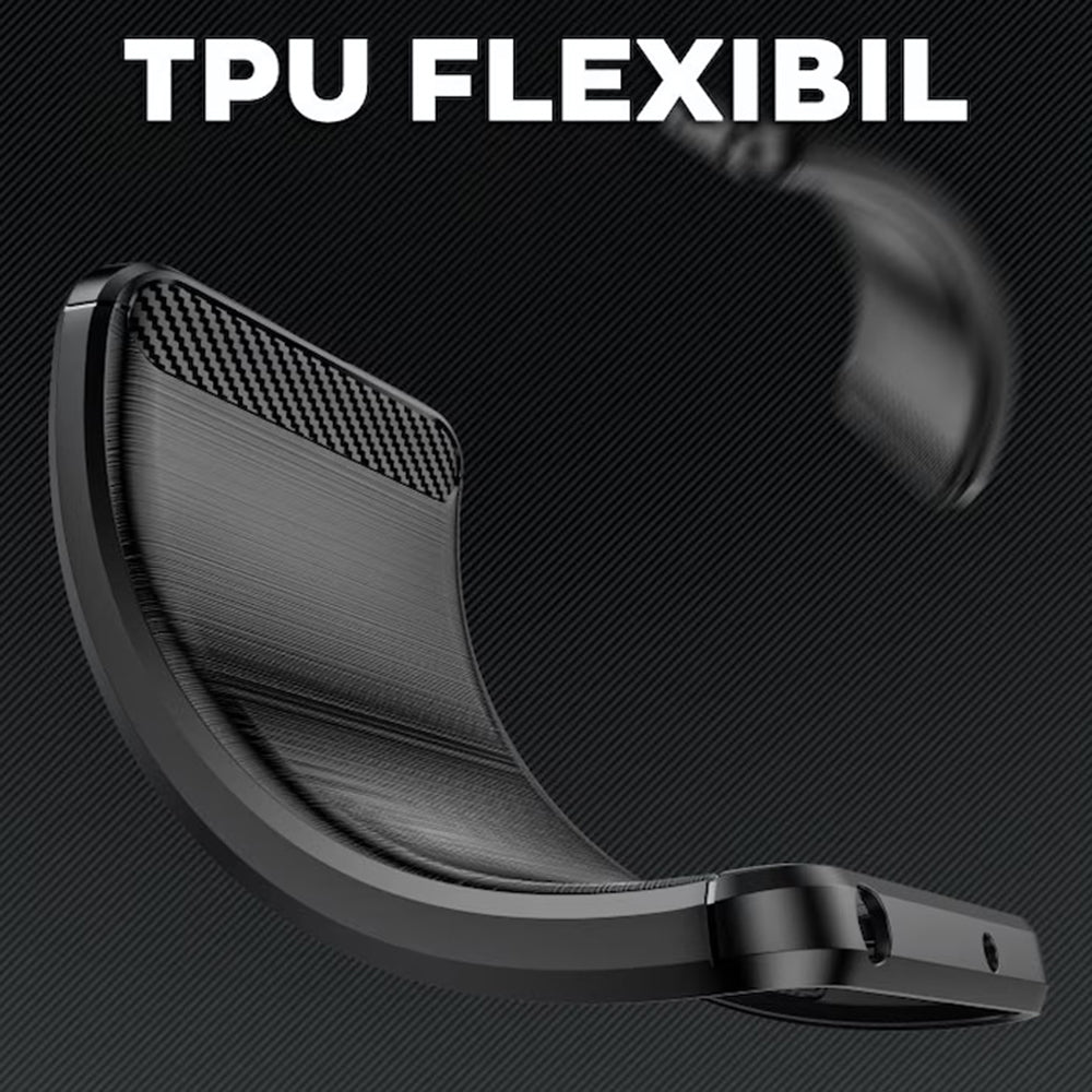 Hülle für OnePlus 13R, Techsuit, Carbon, Schwarz