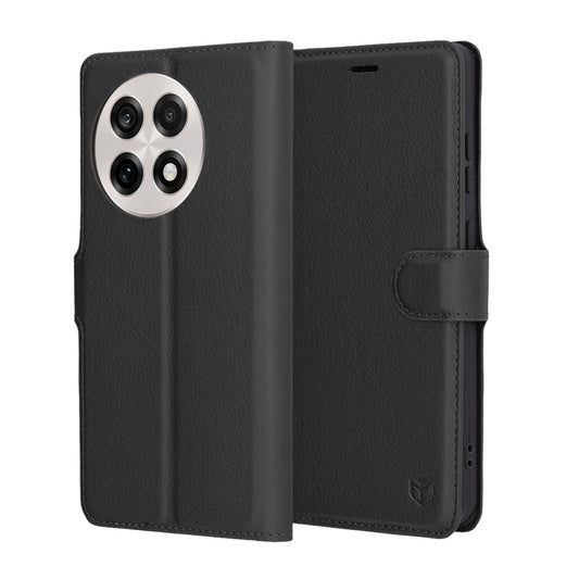 Coque pour OnePlus 13R, Techsuit, Leather Folio, Noire