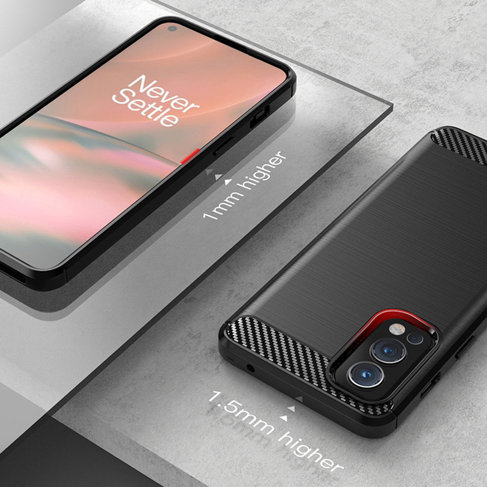 Hülle für OnePlus Nord 2 5G, Techsuit, Carbon, Schwarz