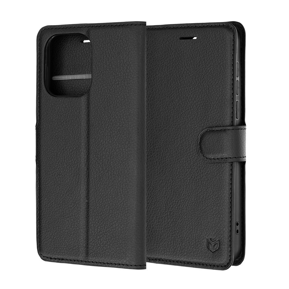 Coque pour OnePlus Nord 6, Techsuit, Leather Folio, Noire
