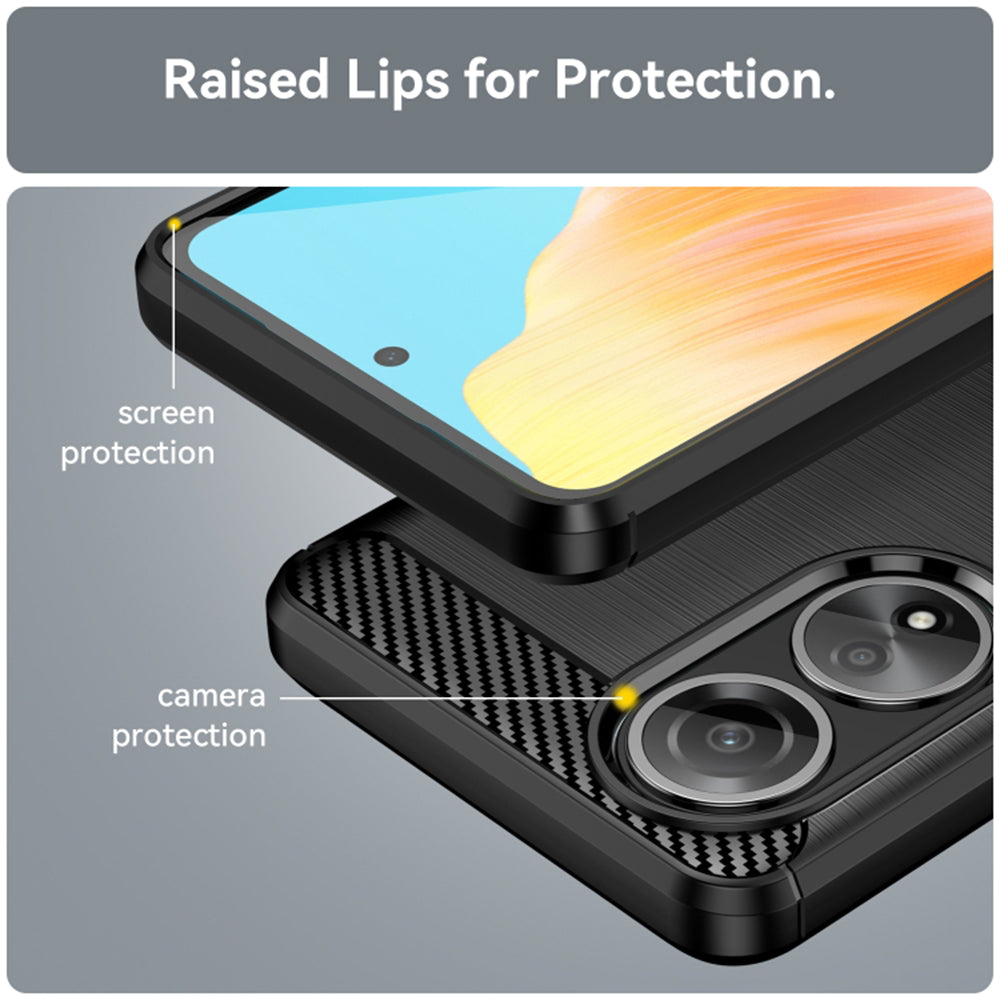 Coque pour Oppo A58 4G, Techsuit, Carbone, Noire