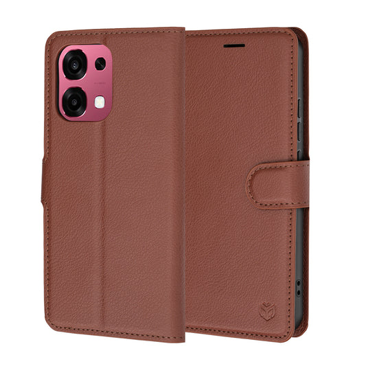 Coque pour Oppo A6 Pro 5G / A6 Pro 4G, Techsuit, Folio en cuir, Marron