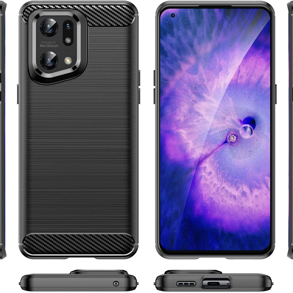 Étui pour Oppo Find X5 Pro, Techsuit, Carbone, Noir