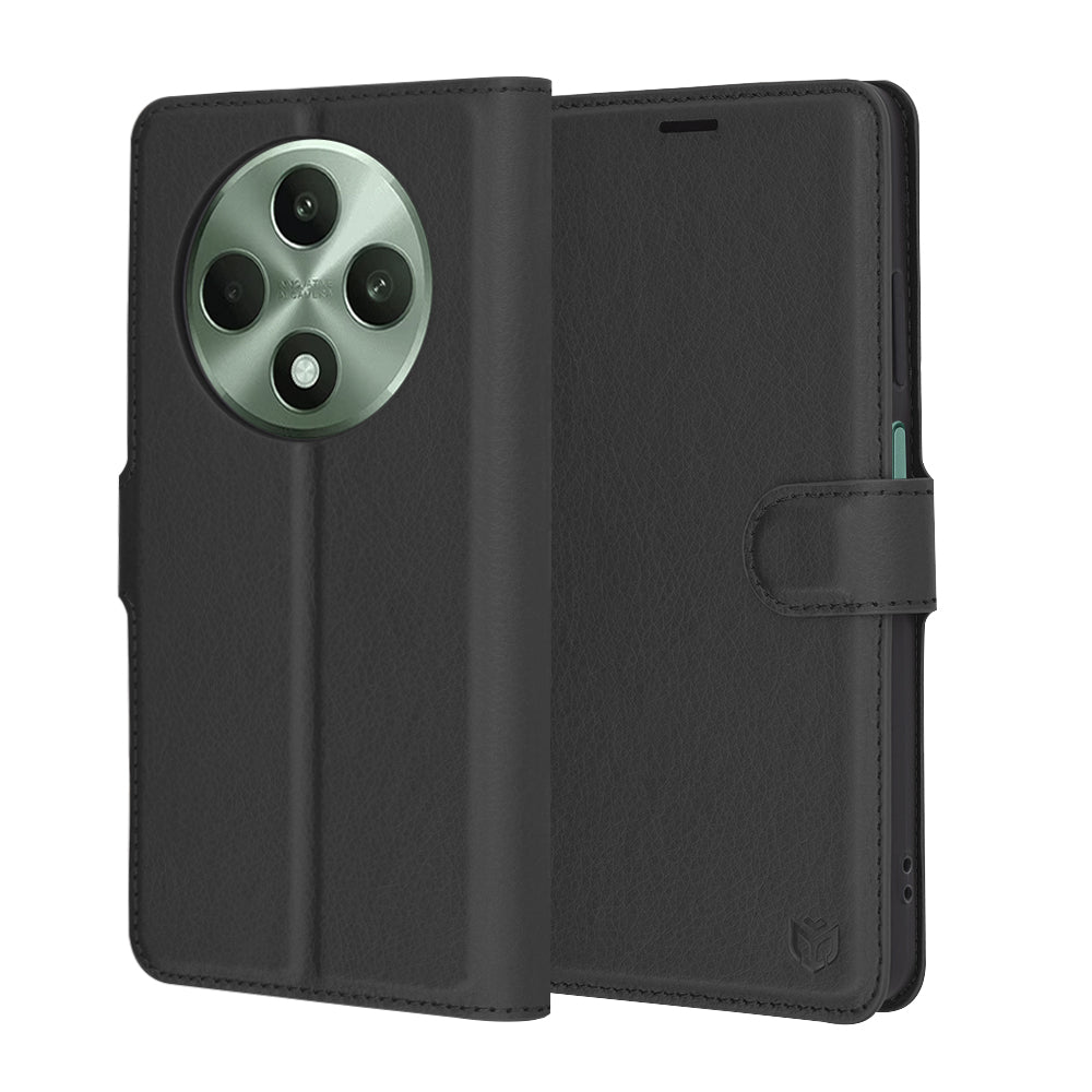 Case for Oppo Reno12 FS 5G / Reno12 FS 4G / Reno12 F 4G / Reno12 F, Techsuit, Leather Folio, Black