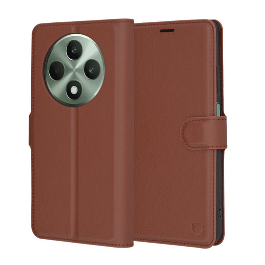 Étui pour Oppo Reno12 FS 5G / Reno12 FS 4G / Reno12 F 4G / Reno12 F, Techsuit, Leather Folio, Marron