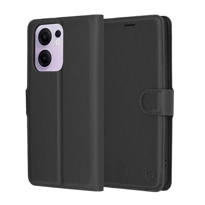 Hülle für Oppo Reno13 FS 5G / Reno13 F 4G / Reno13 F, Techsuit, Leder-Folio, Schwarz