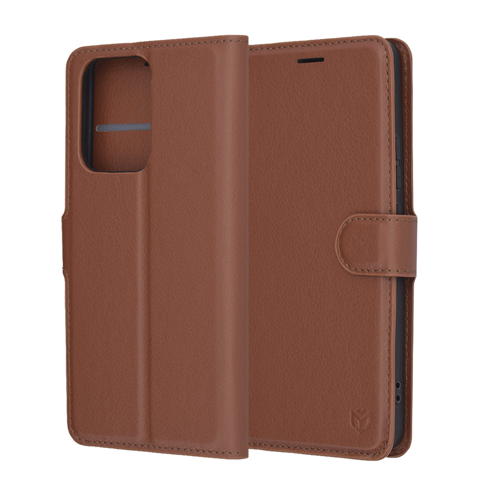 Hülle für Oppo Reno13 FS 5G / Reno13 F 4G / Reno13 F, Techsuit, Leder-Folio, Braun