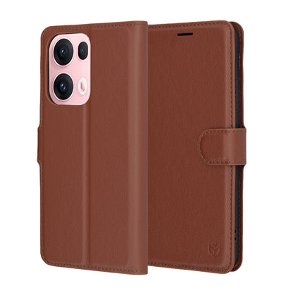 Coque pour Oppo Reno13 Pro, Techsuit, Leather Folio, Marron