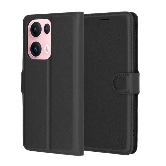 Case for Oppo Reno13 Pro, Techsuit, Leather Folio, Black