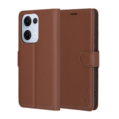 Hülle für Oppo Reno13, Techsuit, Leder-Folio, Braun