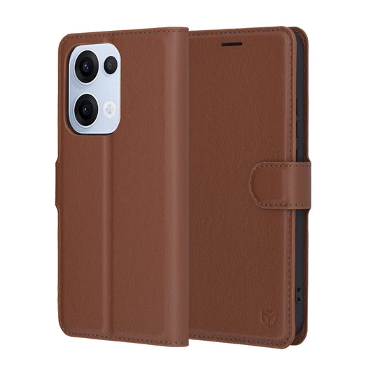 Case for Oppo Reno13, Techsuit, Leather Folio, Brown