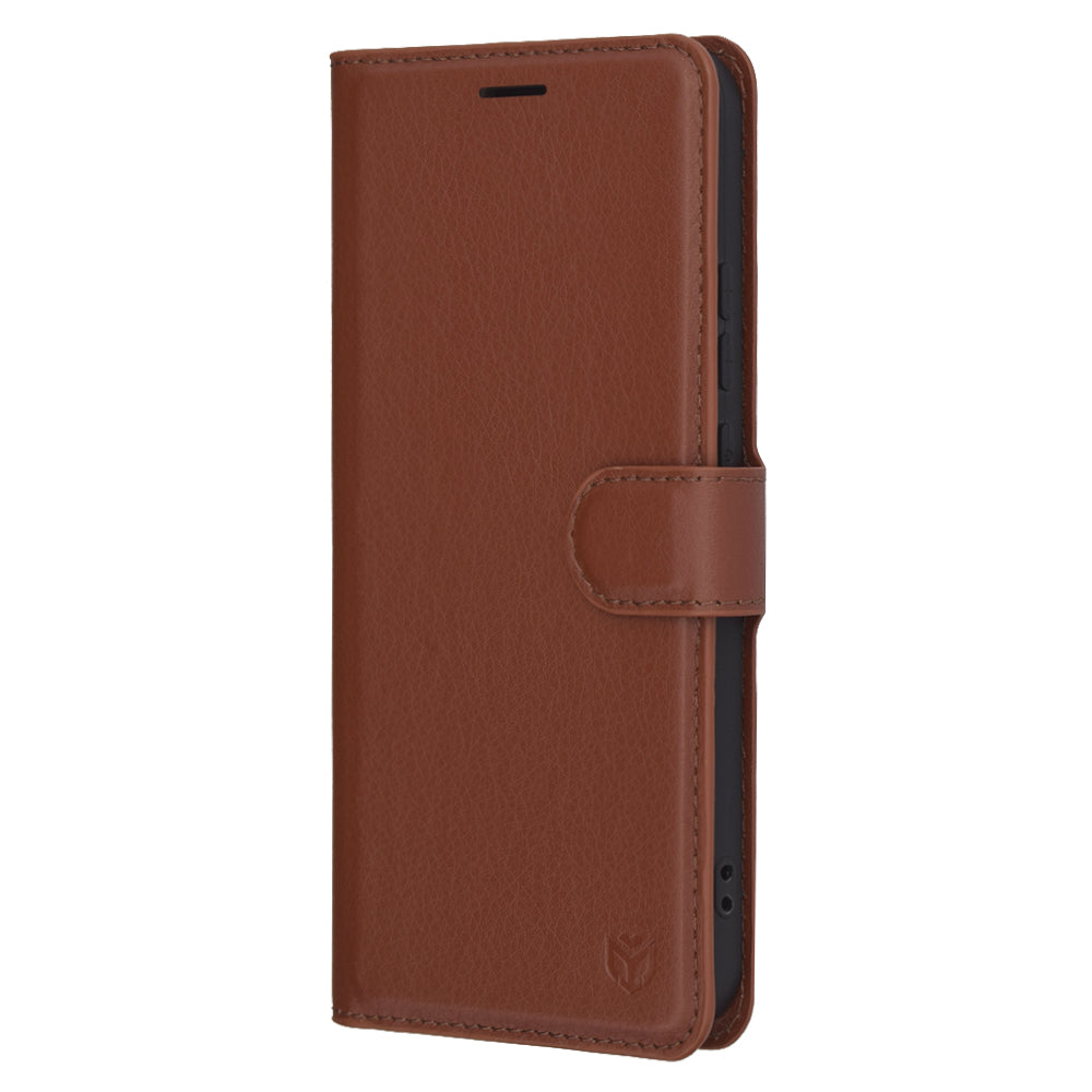 Hülle für Oppo Reno13, Techsuit, Leder-Folio, Braun