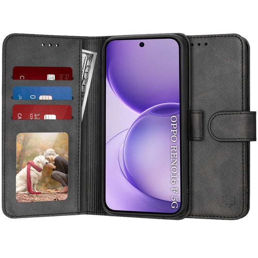 Coque pour Oppo Reno16 F / Reno16 FS, Techsuit, Diary Book, Noire