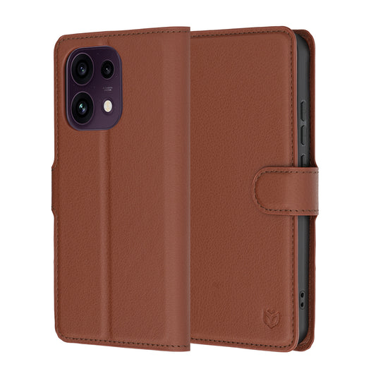 Coque pour Oppo Reno16 F / Reno16 FS, Techsuit, Folio en cuir, Marron