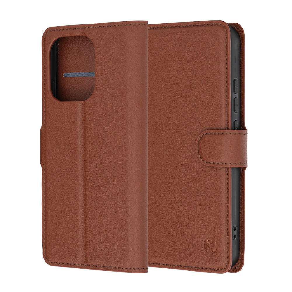 Hülle für Oppo Reno16 F / Reno16 FS, Techsuit, Leder-Folio, Braun