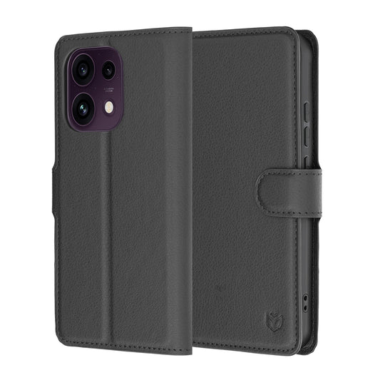 Coque pour Oppo Reno16 F / Reno16 FS, Techsuit, Folio en cuir, Noire