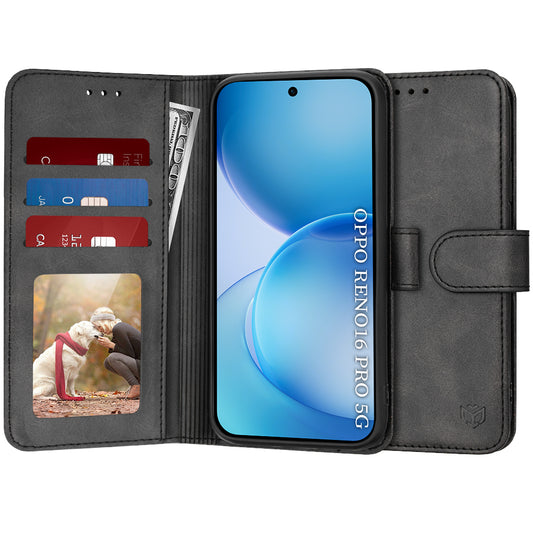 Coque pour Oppo Reno16 Pro, Techsuit, Diary Book, Noire