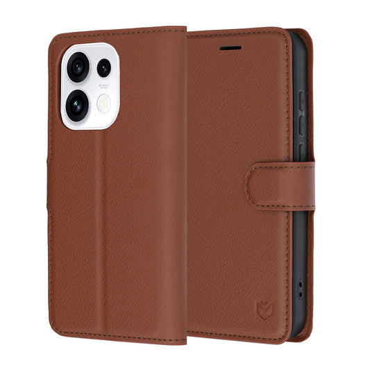 Coque pour Oppo Reno16 Pro, Techsuit, Leather Folio, Marron