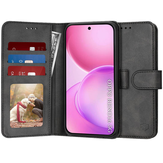 Coque pour Oppo Reno16 / Reno16 Pro, Techsuit, Diary Book, Noire